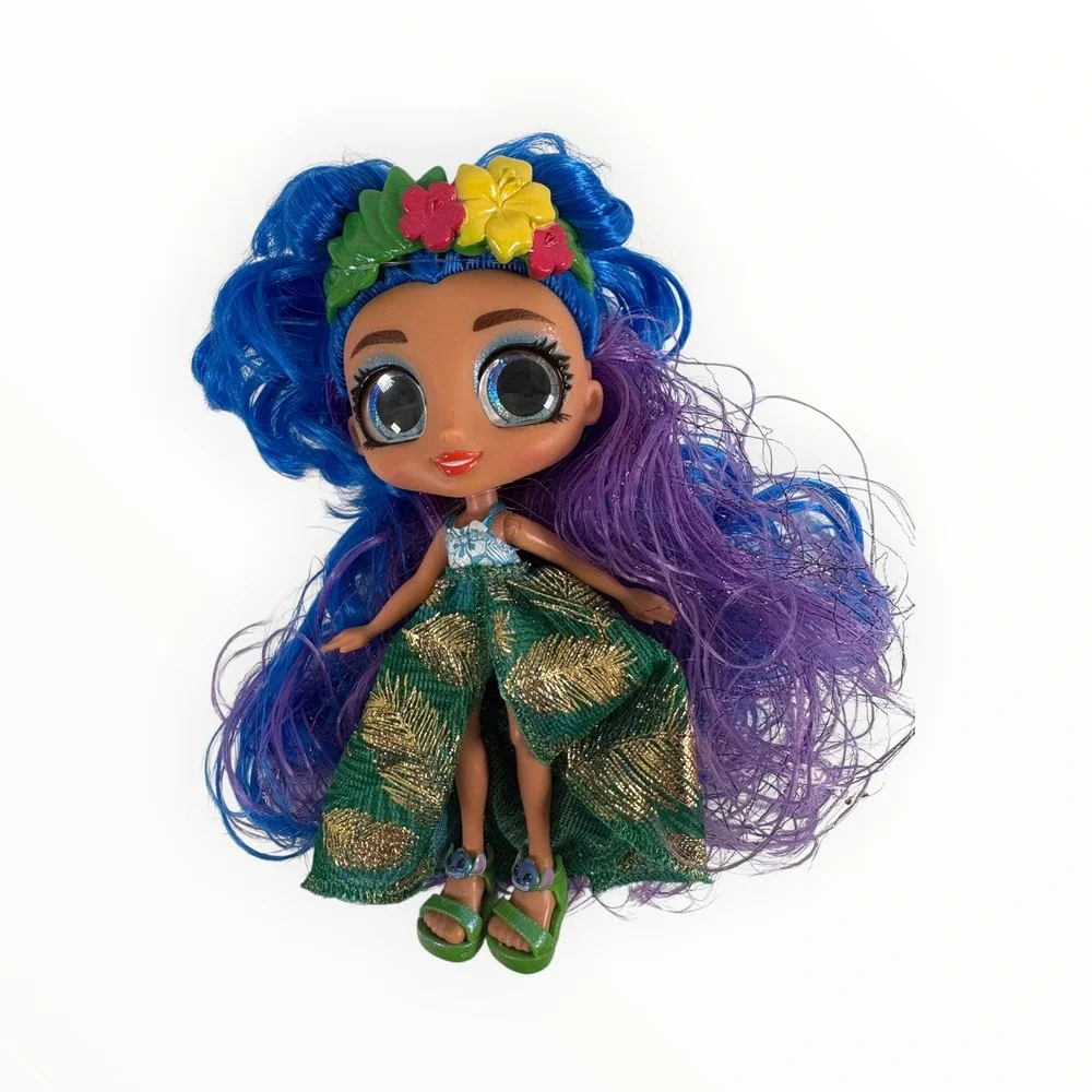 Hairdorables Rayne Doll Kids 5in Blue Purple Hair Green Gold Tropical Excellent